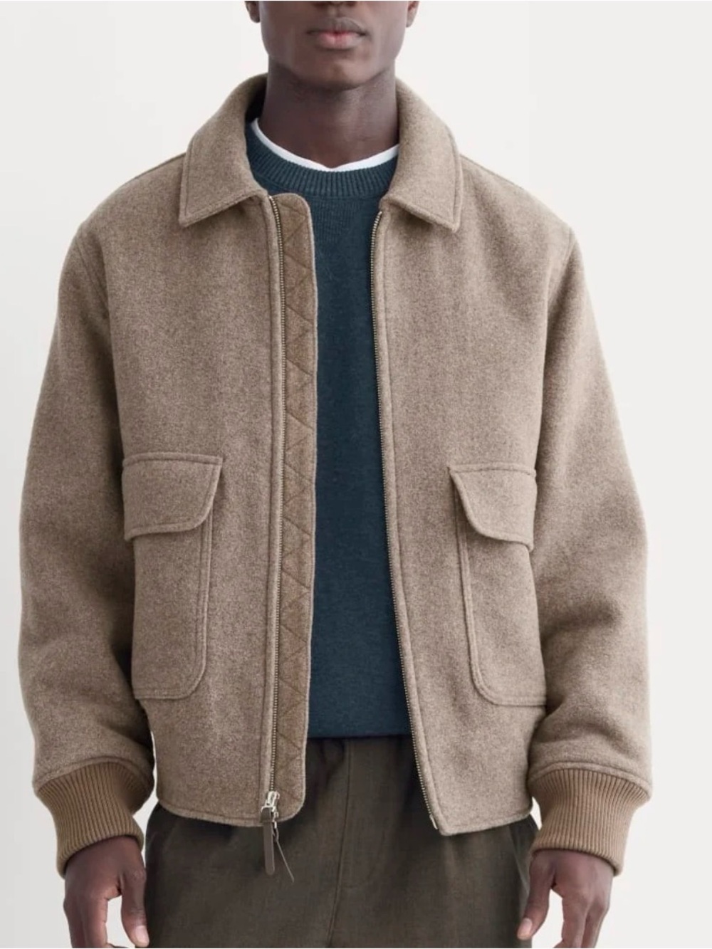 Everlane ReWool Flight Jacket Heather Taupe